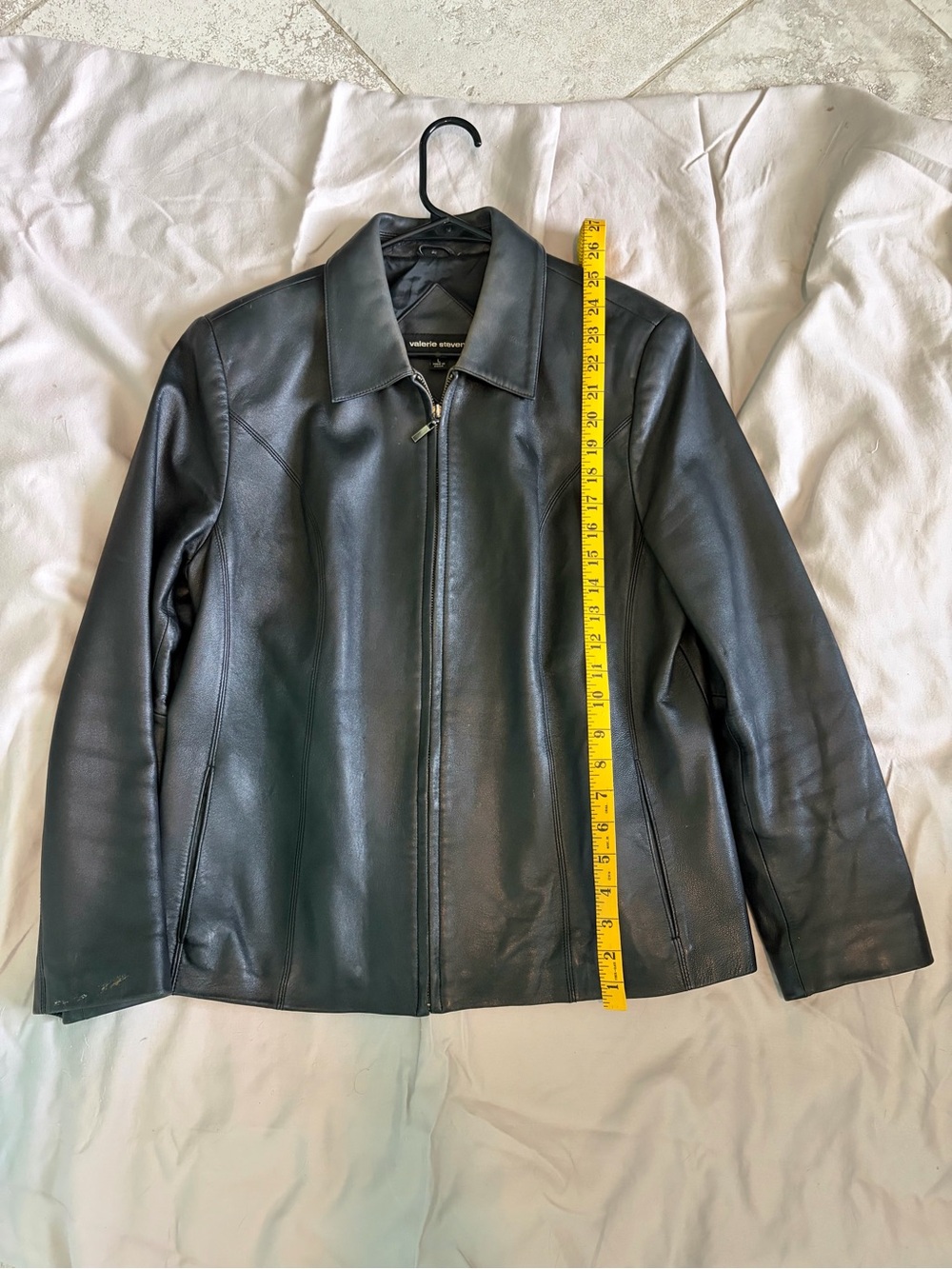 Valerie Stevens Black Leather Bomber Jacket